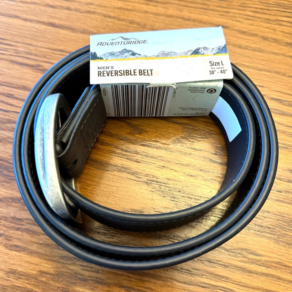 Adventuridge Men's Reversible Belt Large Fits 38-40" Waist Double Sided